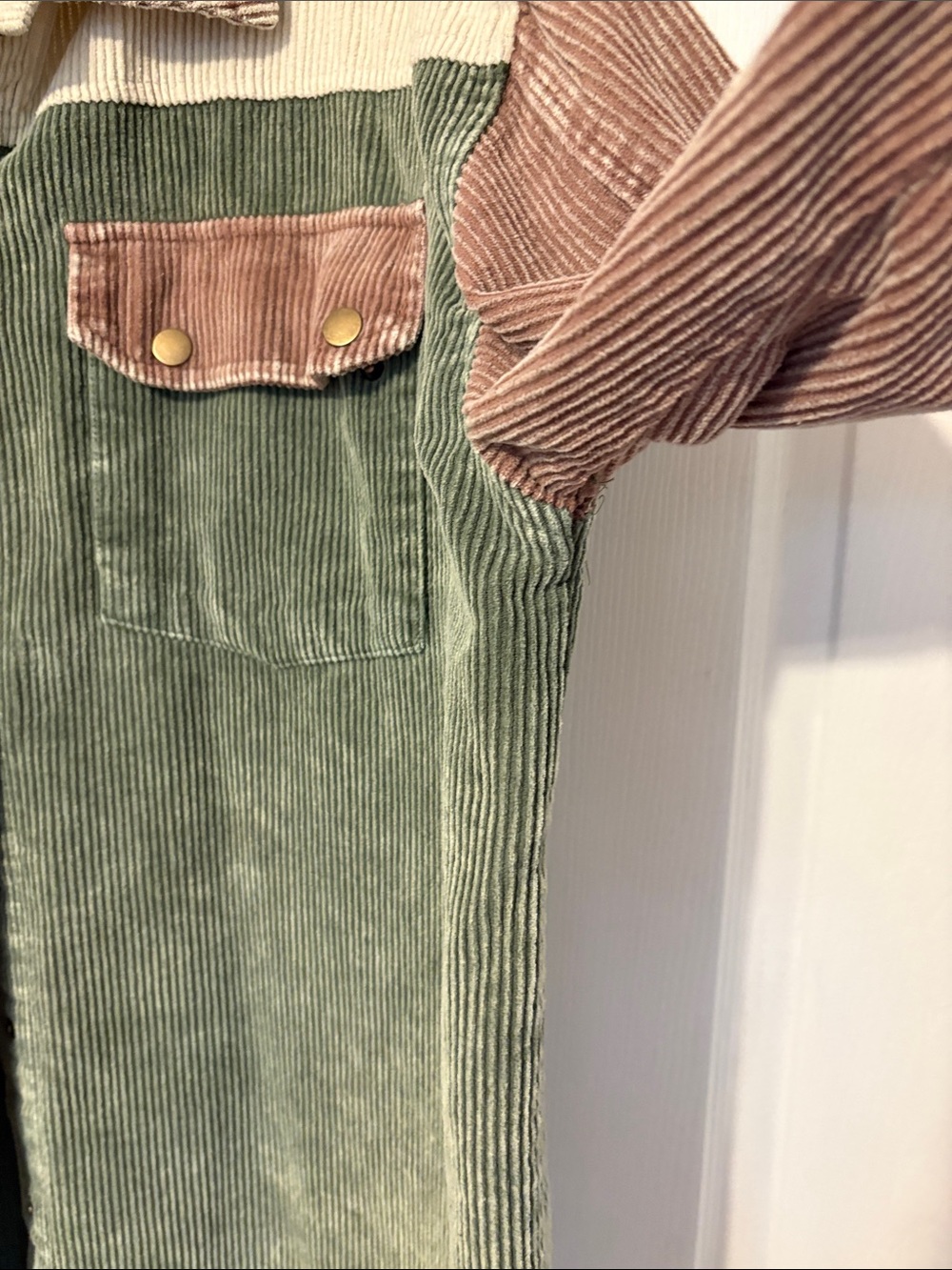 Amazon Multicolor Corduroy Hooded Jacket - Green, Brown, Cream. XL - Picture 4 of 9